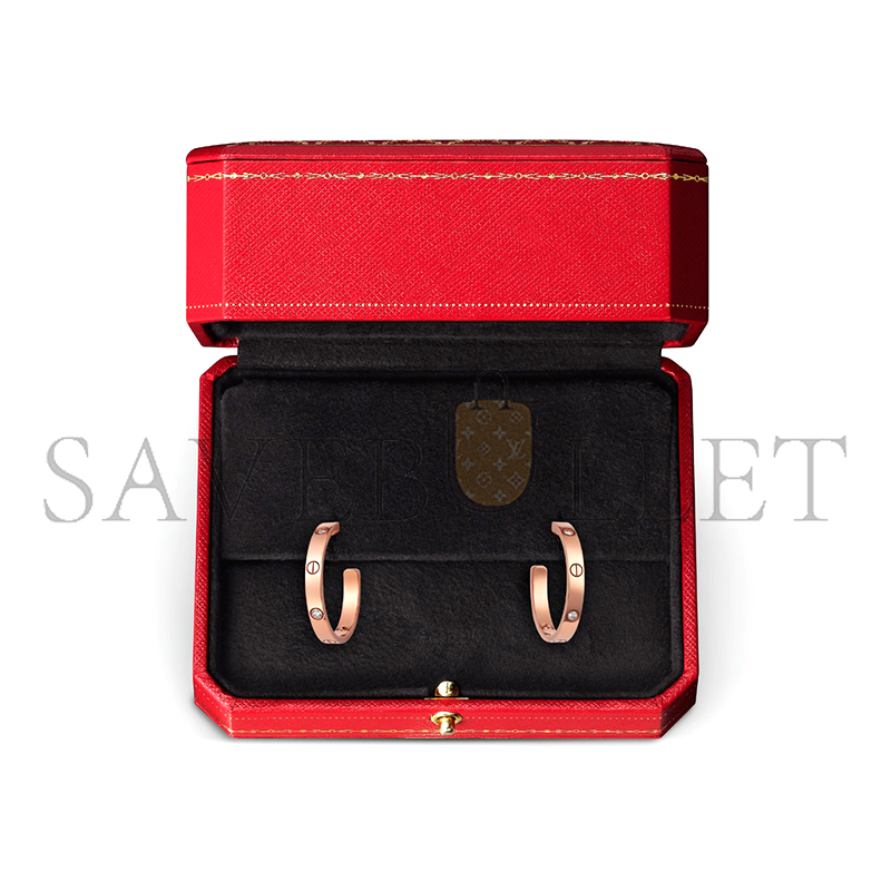 CARTIER LOVE HOOP EARRINGS, MEDIUM MODEL, 6 DIAMONDS B8301433